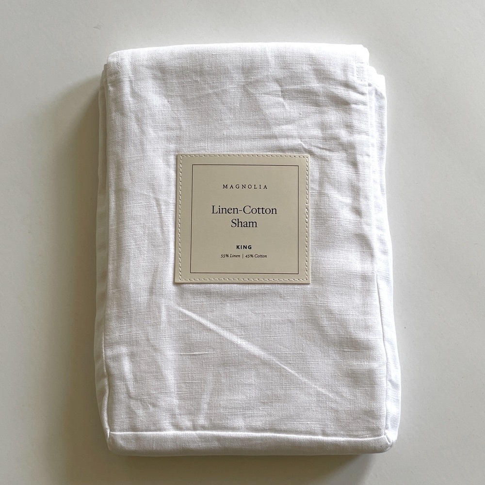 Magnolia Linen Cotton Sham King Cal King White Pillow Sham